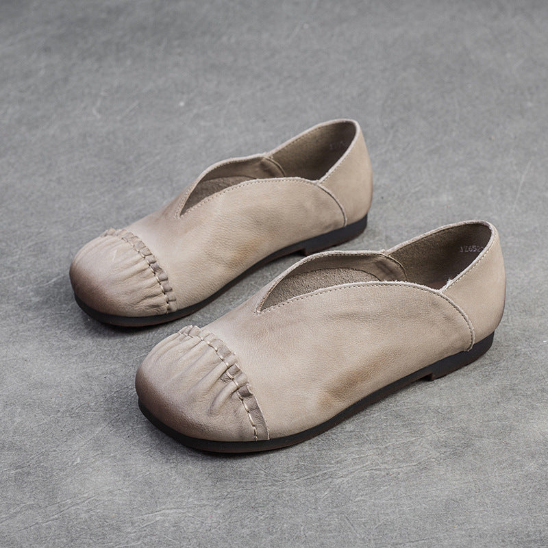 Women Minimalist Soft Leather Casual Flats-RAIIFY