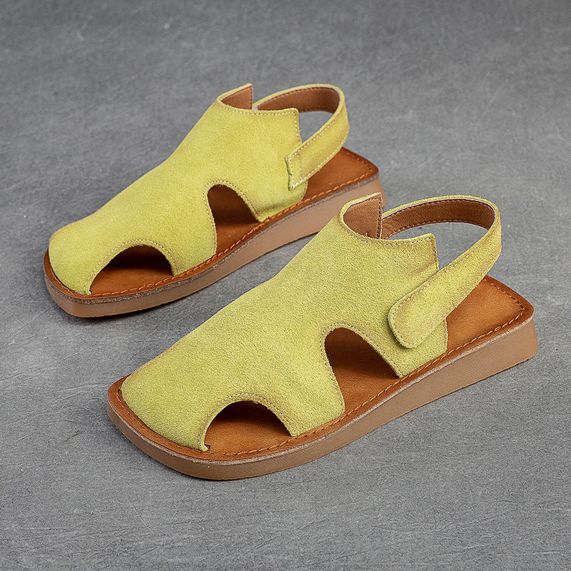 Women Summer Minimalist Leather Flat Sandals-RAIIFY