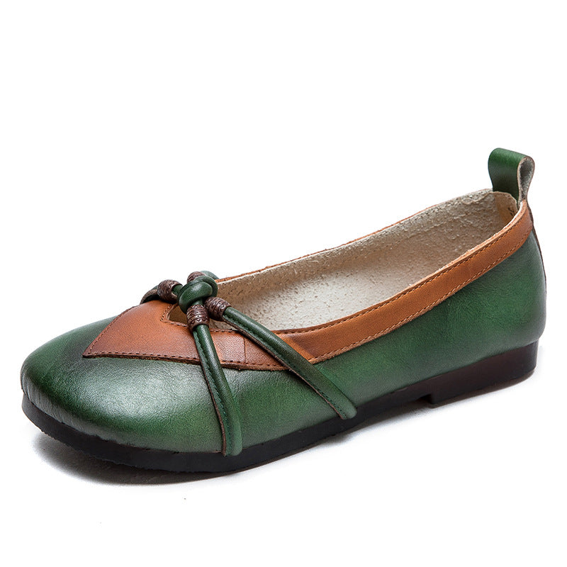 Women Retro Leather Soft Casual Flats Shoes-RAIIFY