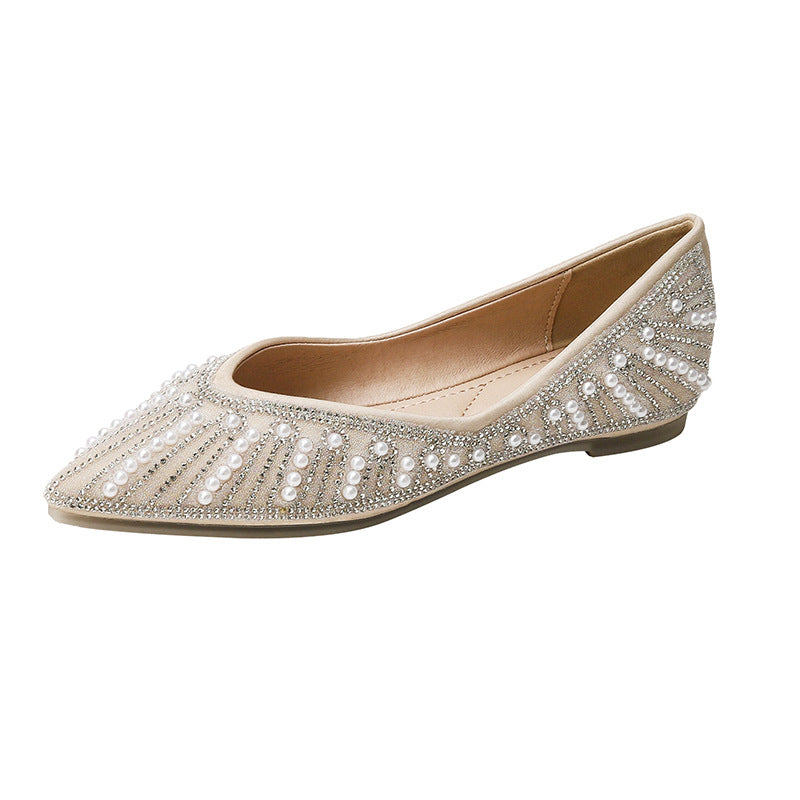 Women Stylish Casual Crystal Pointed Toe Flats-RAIIFY