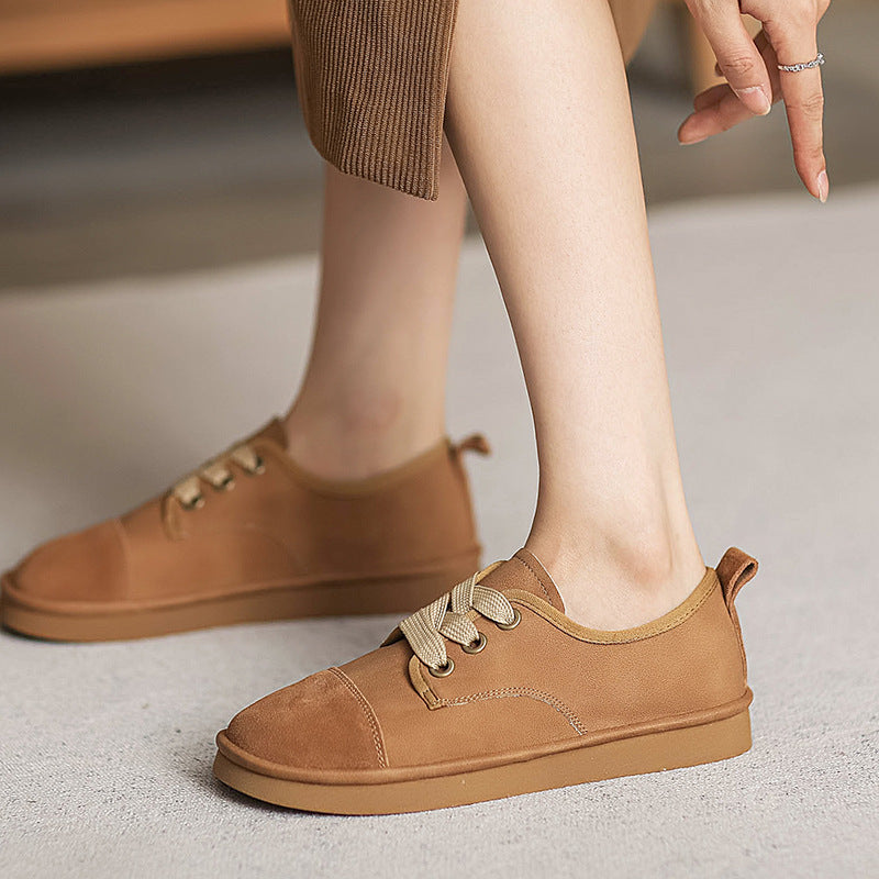 Women Minimalist Leather Soft Flat Casual Shoes-RAIIFY