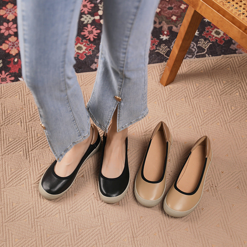 Women Retro Soft Leather Wedge Casual Shoes-RAIIFY