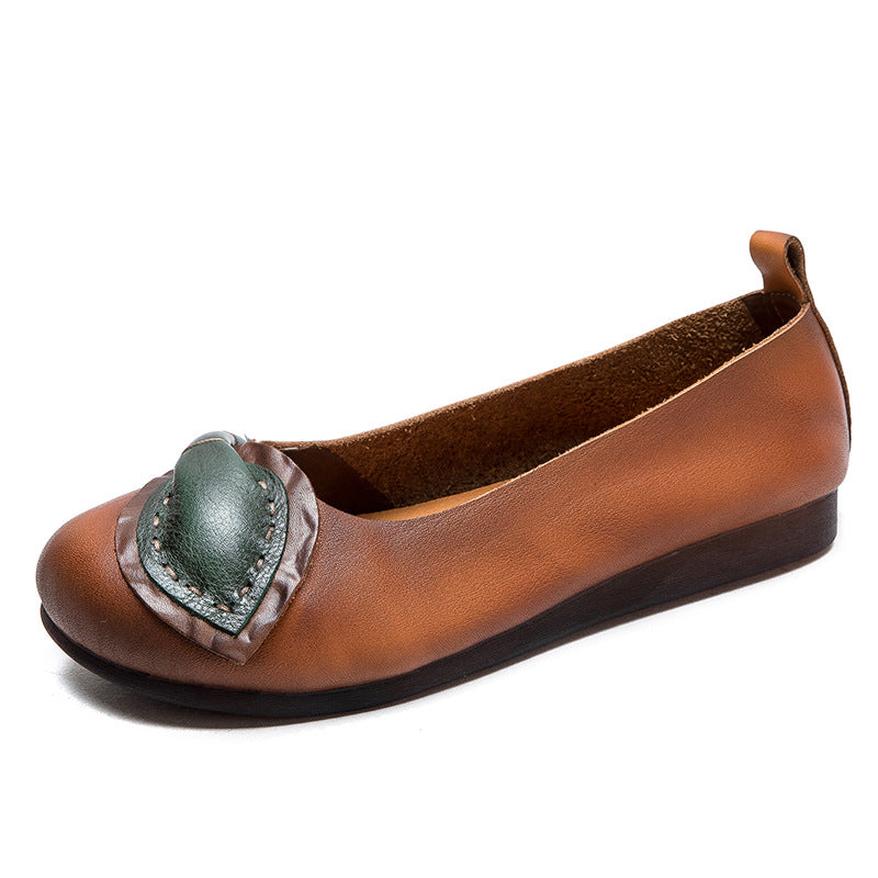 Women Retro Leather Soft Casual Flats Shoes-RAIIFY