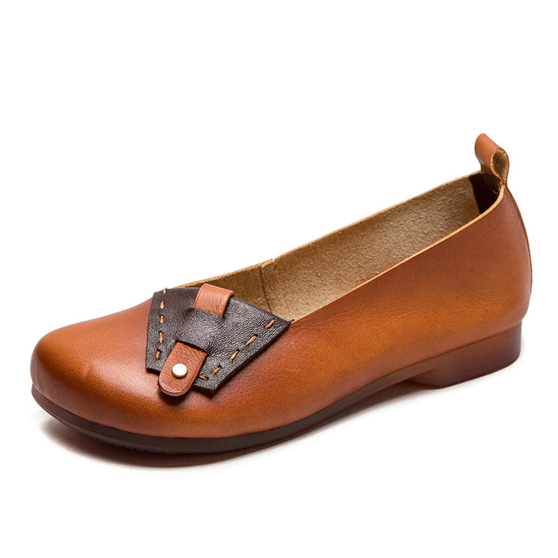 Women Casual Soft Leather Flats Shoes-RAIIFY