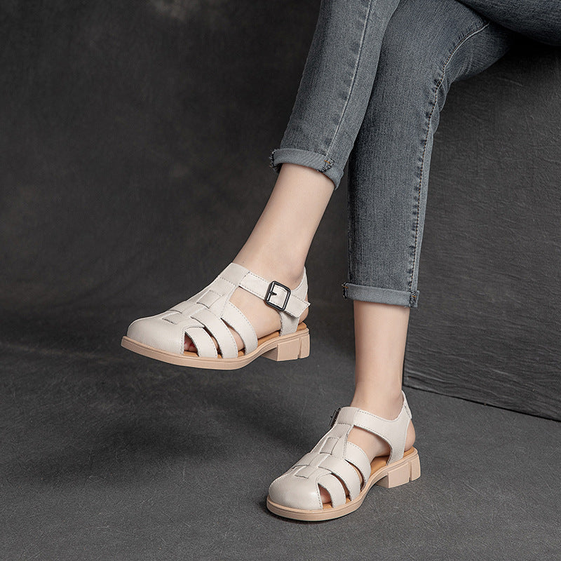 Women Summer Plaited Leather Casual Sandals-RAIIFY