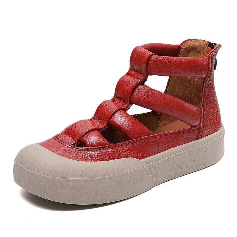 Women Casual Hollow Leather Comfort Summer Boots-RAIIFY