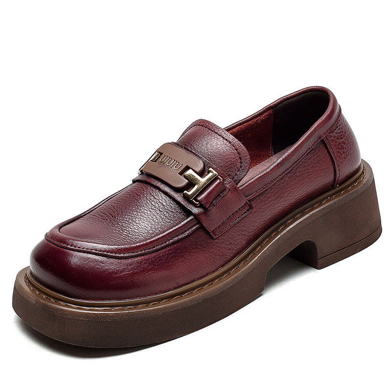 Women Retro Minimalist Leather Casual Loafers-RAIIFY