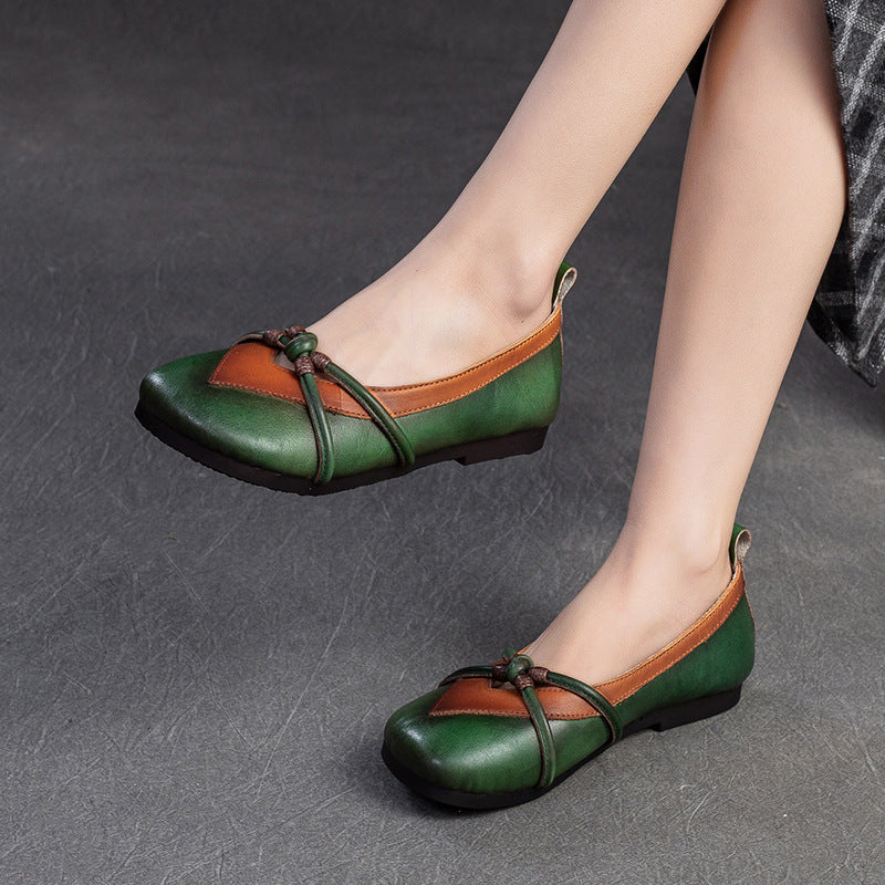 Women Retro Leather Soft Casual Flats Shoes-RAIIFY