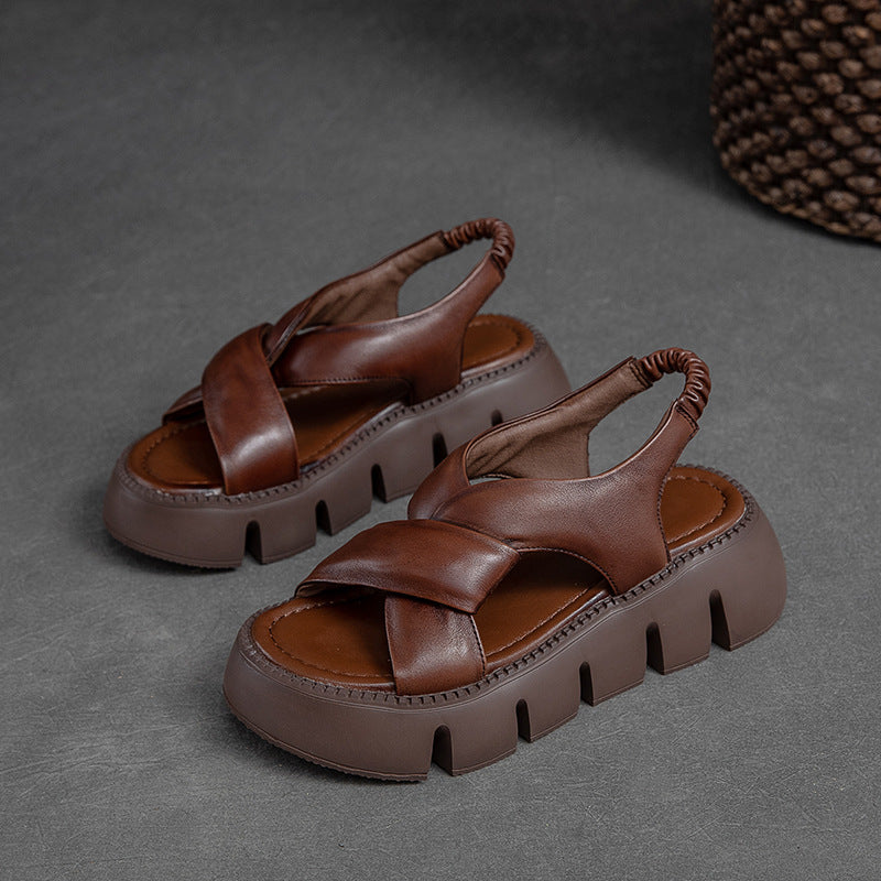 Women Summer Platform Casual Leather Sandals-RAIIFY