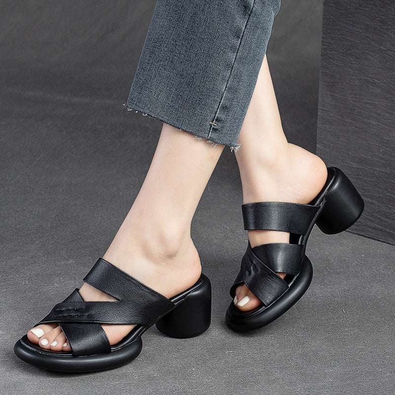 Women Summer Casual Slip-on Heeled Sandals-RAIIFY