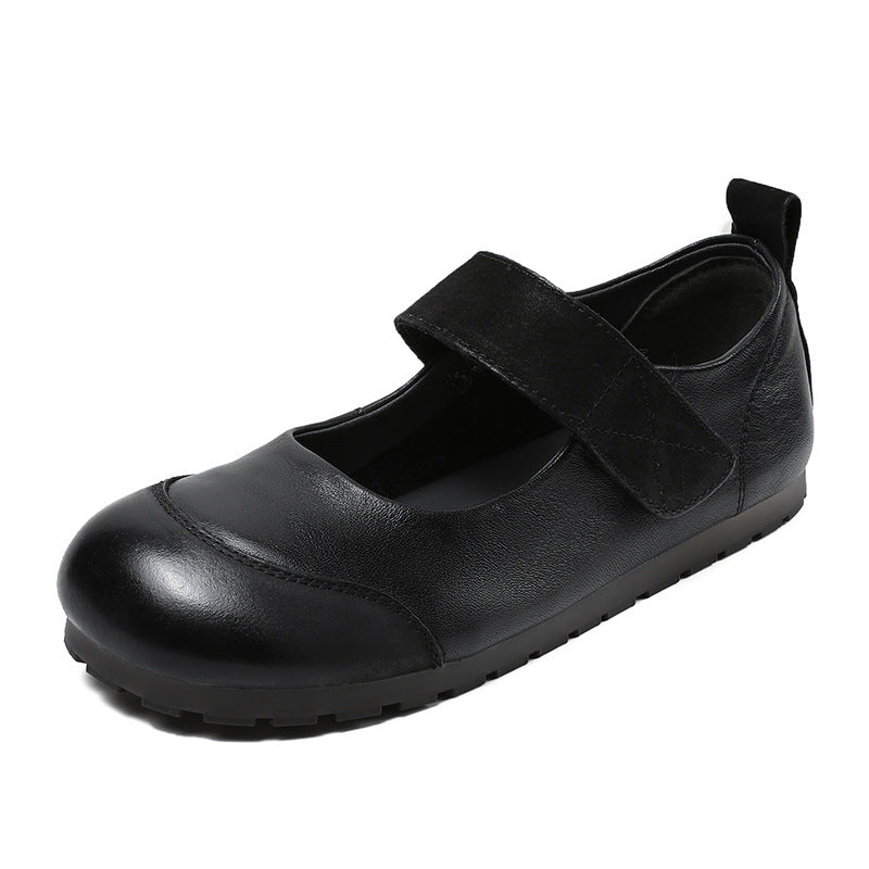 Women Minimalist Retro Leather Soft Flat Casual Shoes-RAIIFY