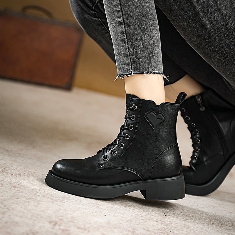 Women Fashion Leather Patchwork Boots-RAIIFY