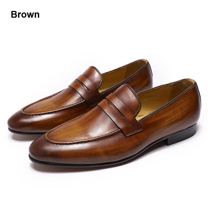 Men Cowhide Casual Leather Retro Loafers-RAIIFY