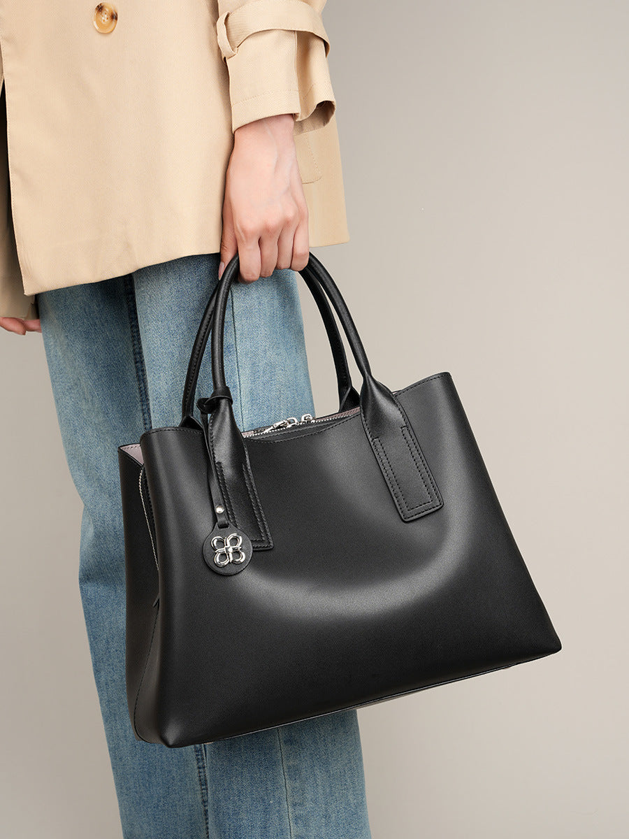 Women Minimalist Fashion Soft Leather Tote Shoulder Bag-RAIIFY