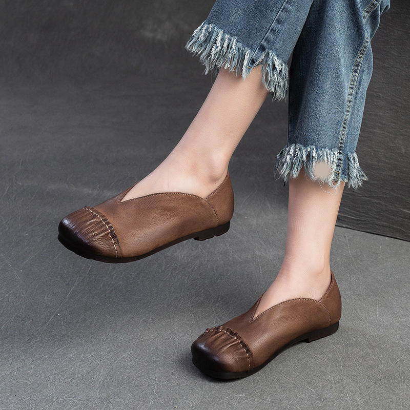 Women Minimalist Soft Leather Casual Flats-RAIIFY