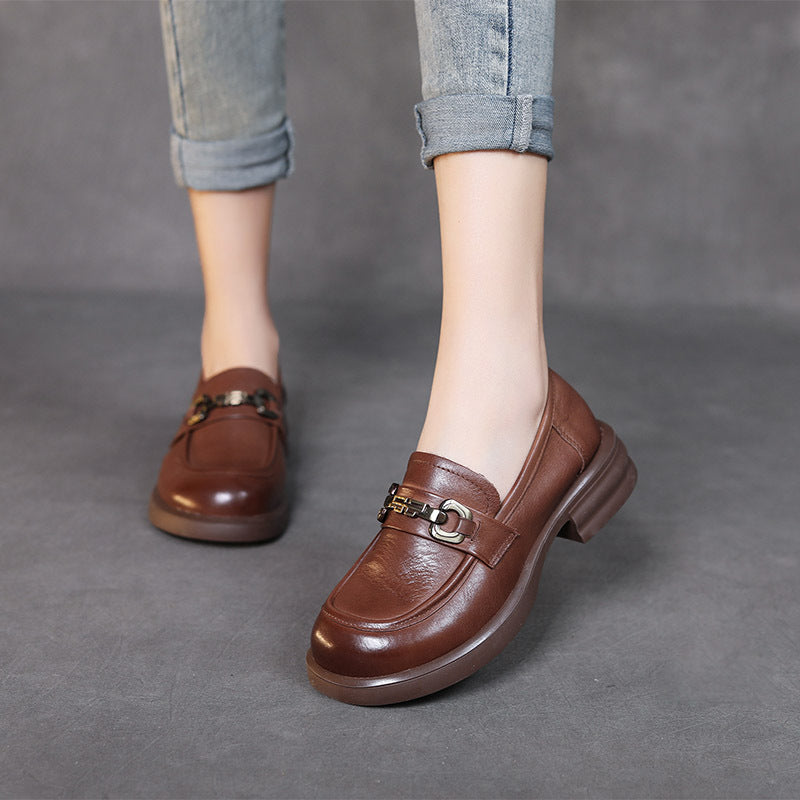 Women Retro Soft Leather Casual Loafers-RAIIFY