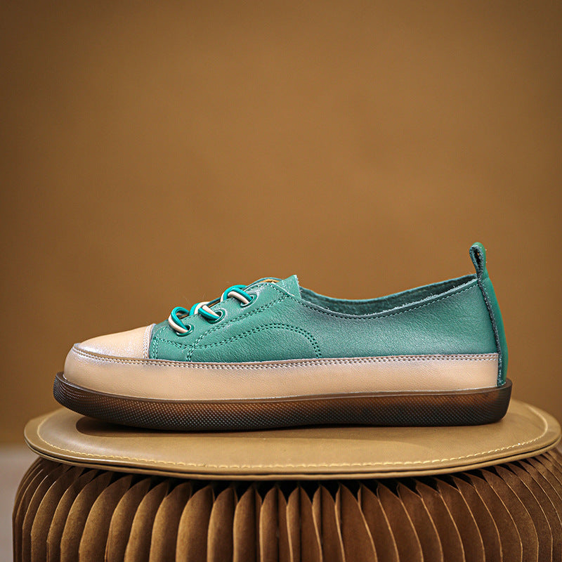 Women Retro Leather Minimalist Soft Flat Casual Shoes-RAIIFY