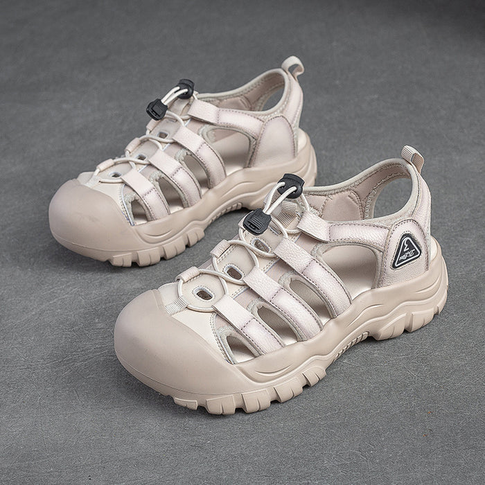 Girls White Leather Summer Sandals