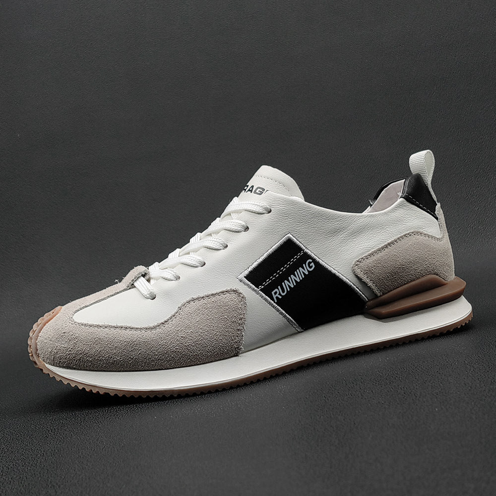 Men Fashion Patchwork Leather Casual Running Shoes-RAIIFY