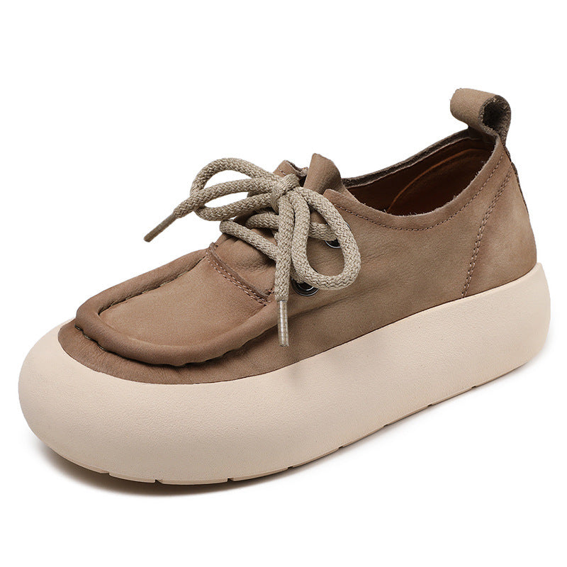 Women Minimalist Leather Flat Casual Shoes-RAIIFY