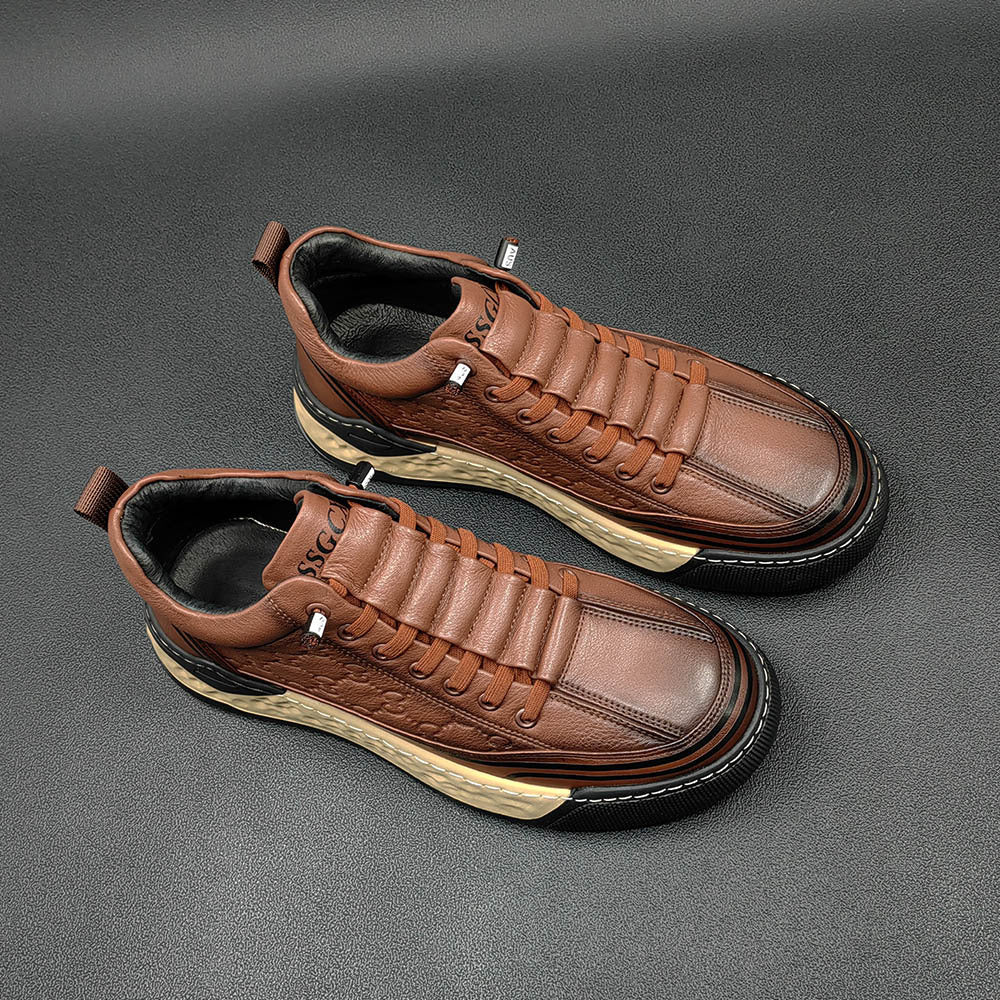 Men Stylish Figured Leather Slip-on Casual Shoes-RAIIFY