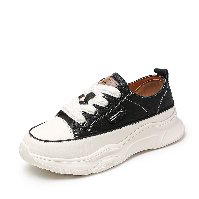 Women Fashion Leather Thick Soled Casual Shoes-RAIIFY