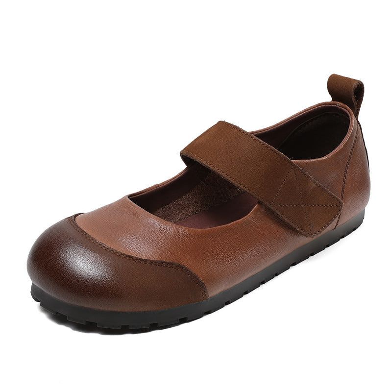 Women Minimalist Retro Leather Soft Flat Casual Shoes-RAIIFY