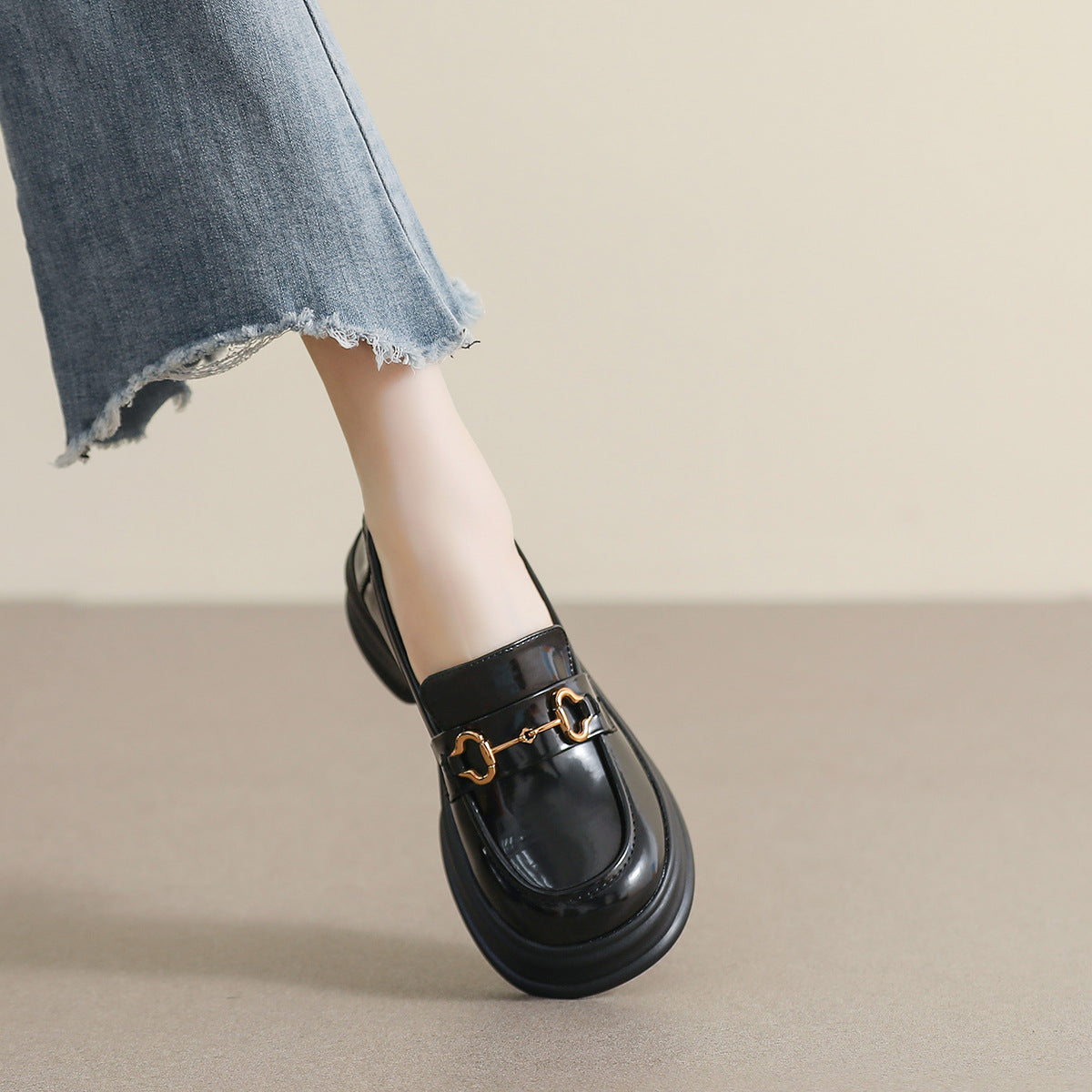 Women Minimalist Soft Leather Thick Soled Loafers-RAIIFY