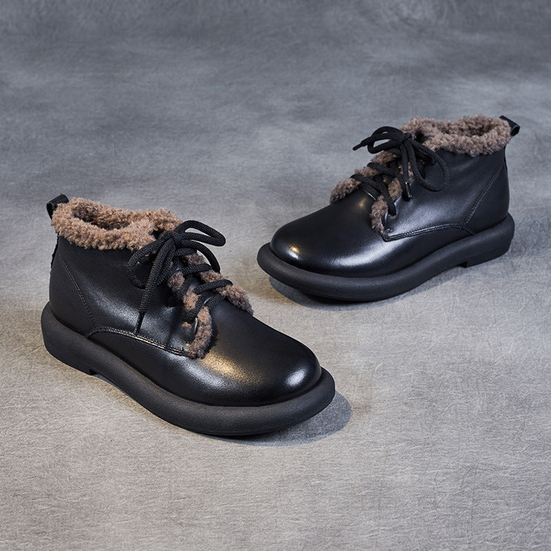 Women Retro Minimalist Furred Winter Casual Shoes-RAIIFY