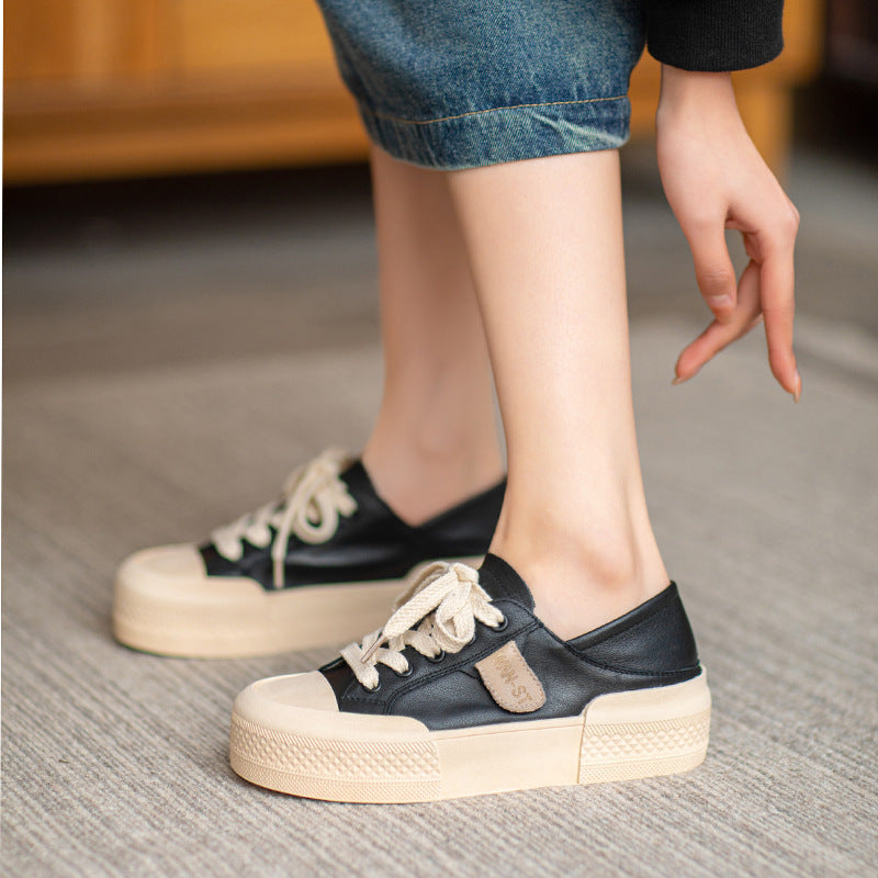 Women Fashion Leather Thick Soled Casual Shoes-RAIIFY
