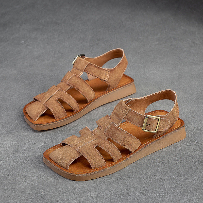 Women Summer Leather Flat Casual Sandals-RAIIFY