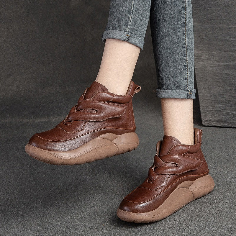 Women Retro Casual Minimalist Leather Ankle Boots-RAIIFY