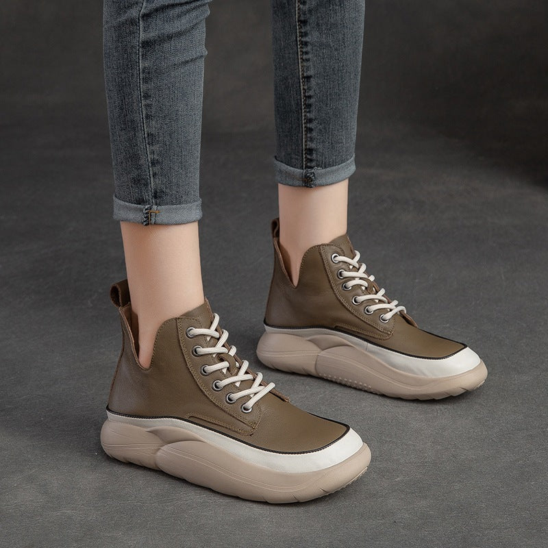 Women Fashion Leather Thick Sole Casual Shoes-RAIIFY