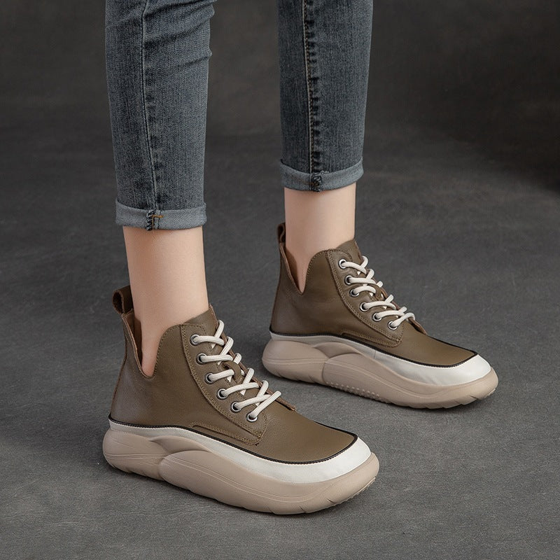 Women Fashion Casual Leather Ankle Boots-RAIIFY