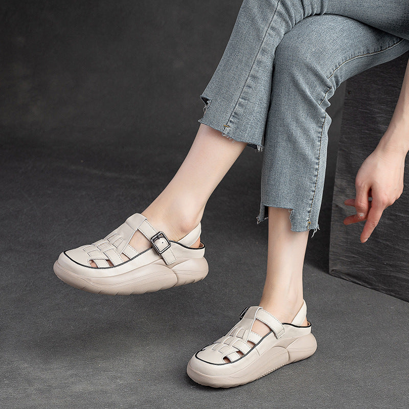 Women Handcraft Plaited Leather Soft Summer Sandals-RAIIFY
