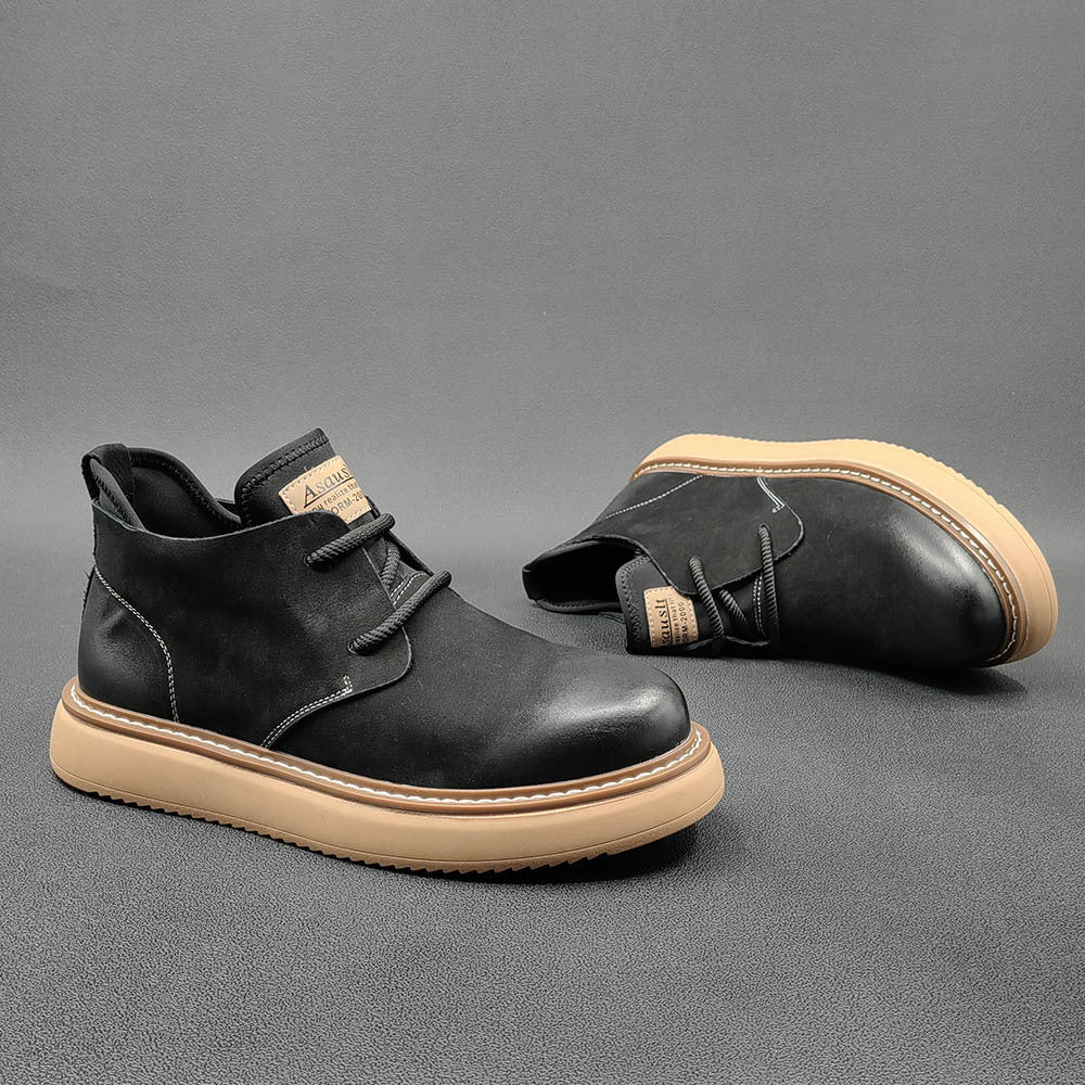 Men Retro Minimalist Leather Casual Ankle Work Boots-RAIIFY