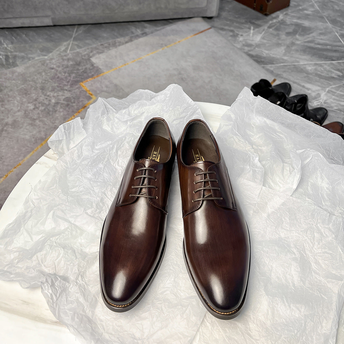 Men Classic Solid Cowhide Handmade Oxford Shoes-RAIIFY