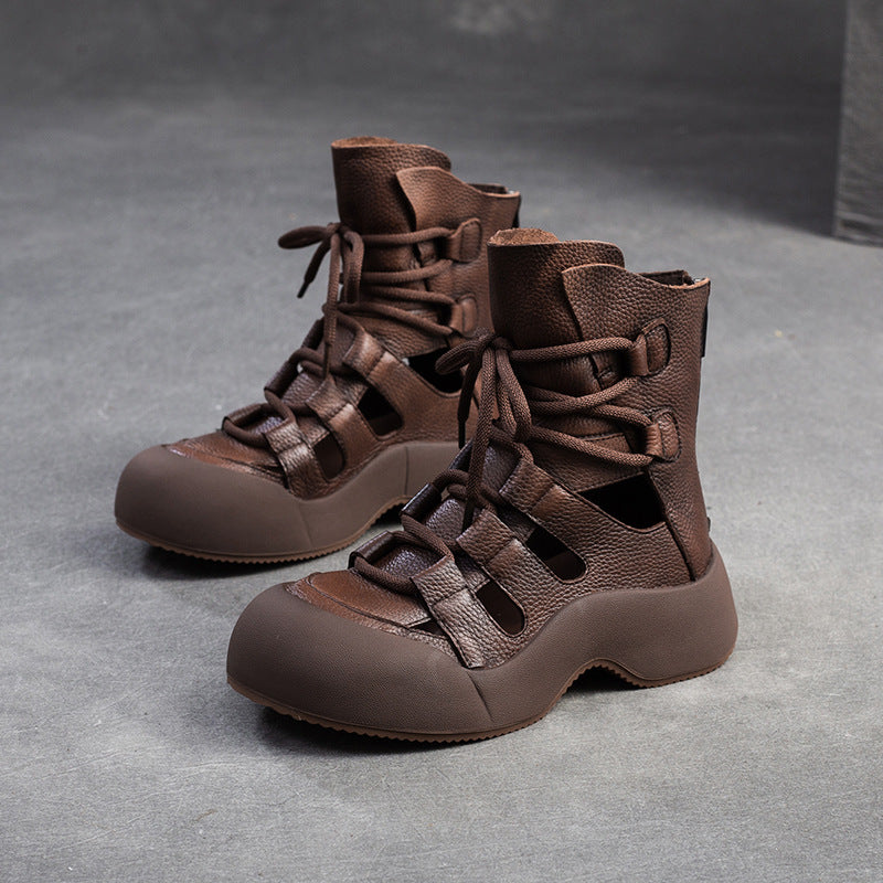 Women Stylish Soft Leather Hollow Boots-RAIIFY