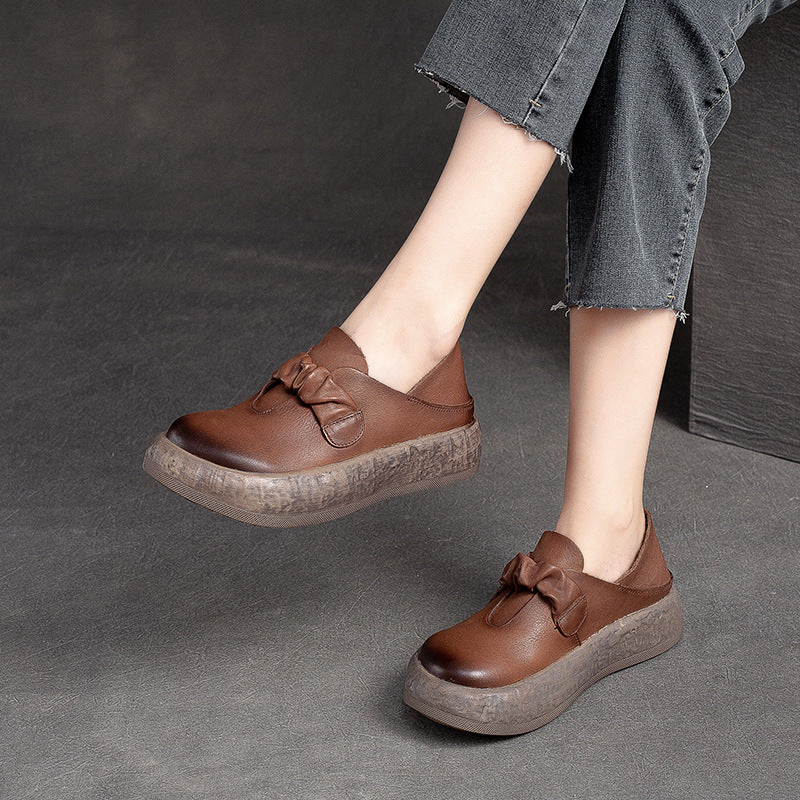 Women Retro Thick Soled Leather Minimalist Casual Shoes-RAIIFY