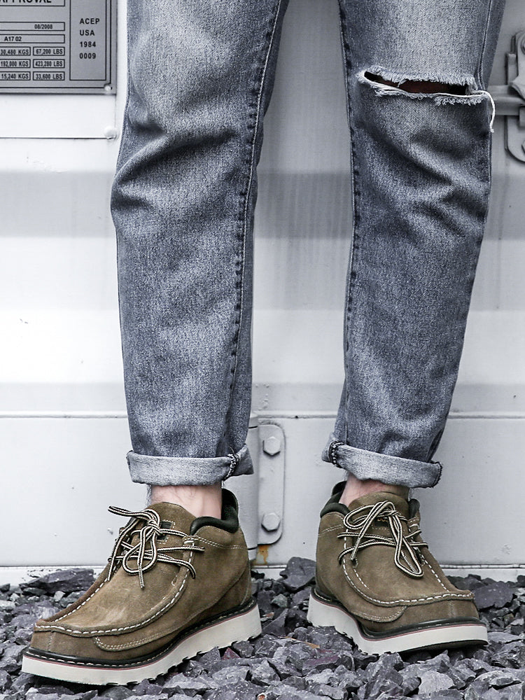 Men Retro Cowhide Leather Workwear Ankle Boots-RAIIFY
