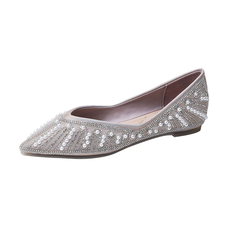 Women Stylish Casual Crystal Pointed Toe Flats-RAIIFY