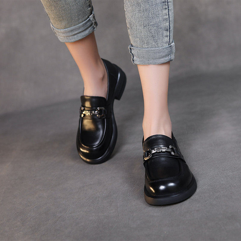 Women Retro Soft Leather Casual Loafers-RAIIFY