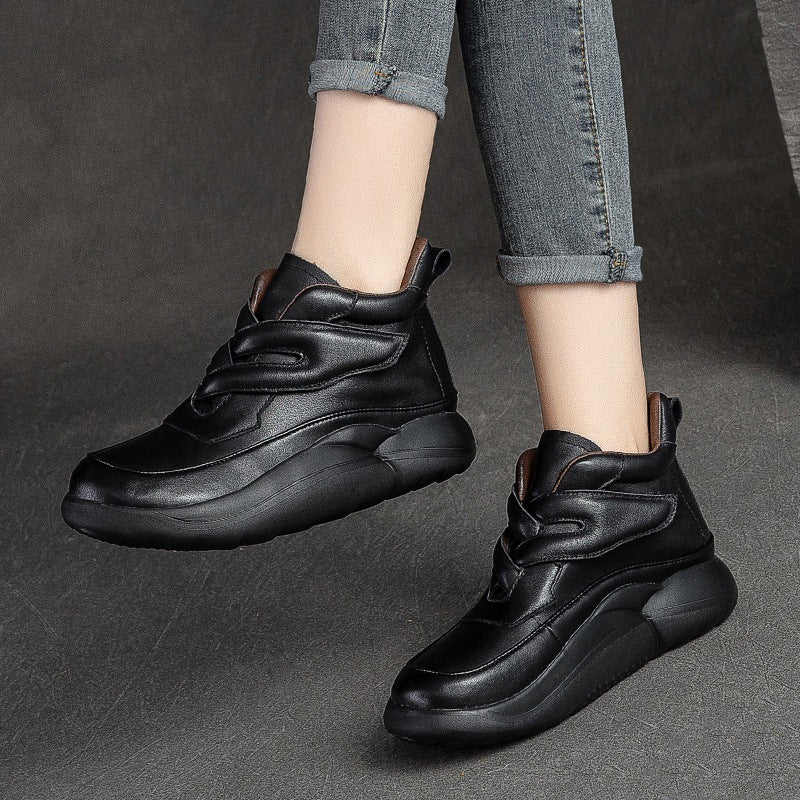 Women Retro Casual Minimalist Leather Ankle Boots-RAIIFY