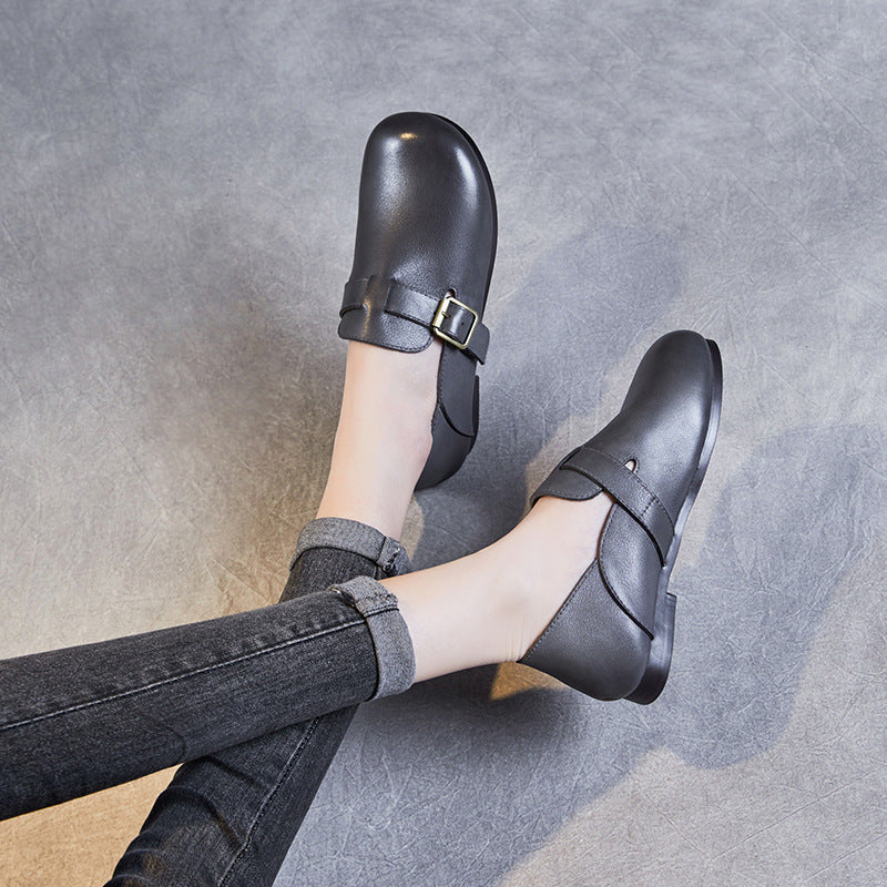 Women Retro Minimalist Soft Leather Casual Shoes-RAIIFY