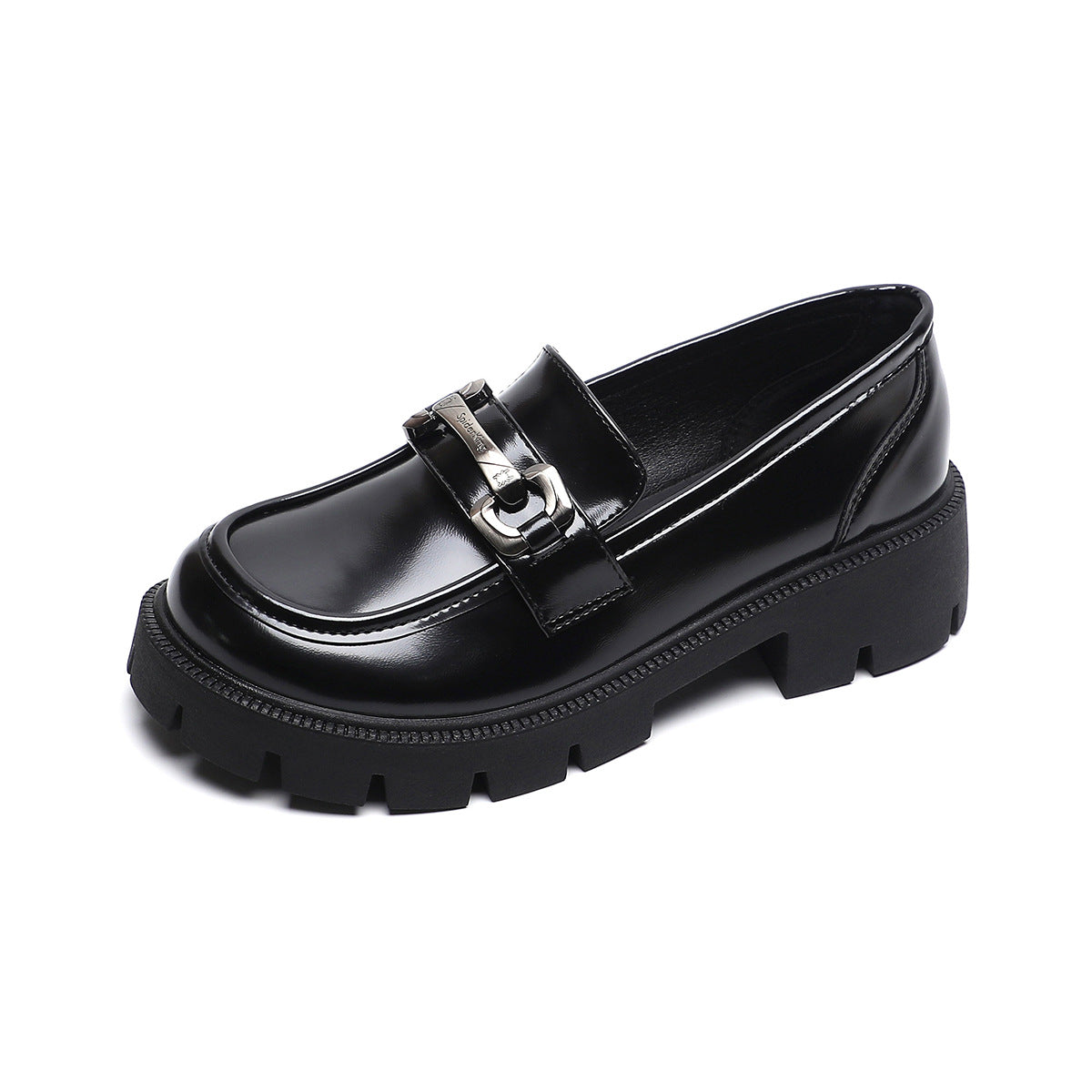 Women Solid Soft Leather Chain Casual Loafers-RAIIFY