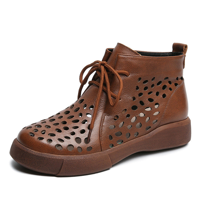 Women Minimalist Hollow Leather Summer Ankle Boots-RAIIFY