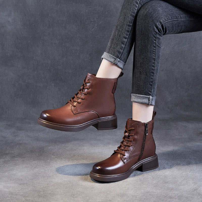 Women Minimalist Retro Soft Leather Ankle Boots-RAIIFY