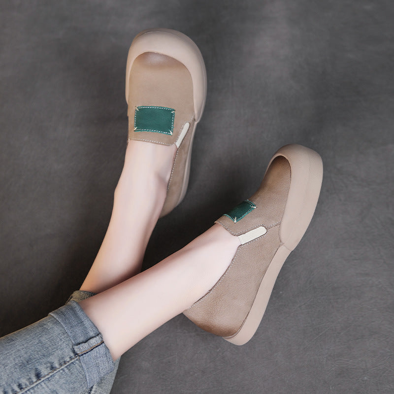 Women Retro Minimalist Leather Casual Shoes-RAIIFY