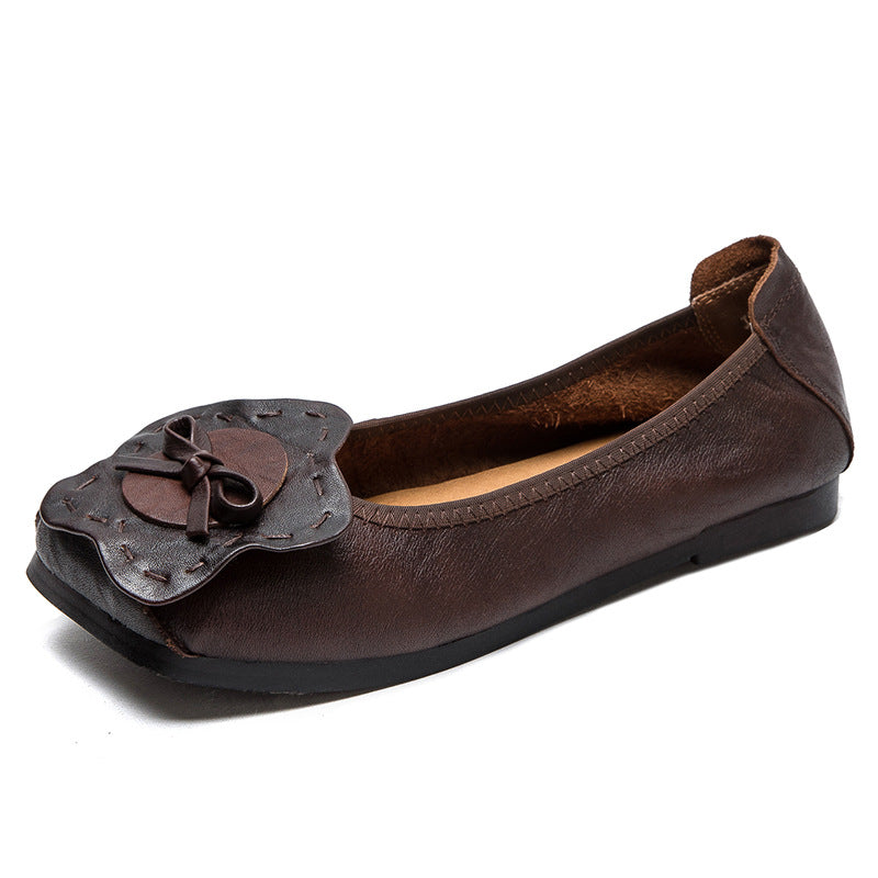 Women Retro Soft Leather Handmade Comfort Flats-RAIIFY