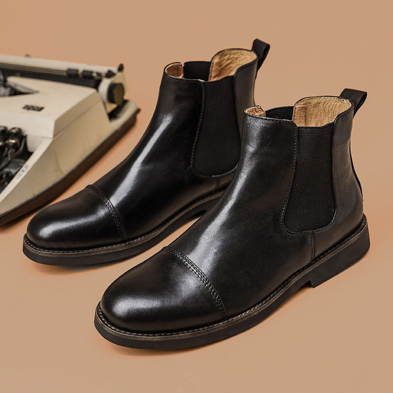 Men Retro Slip-on Soft Leather Ankle Boots-RAIIFY